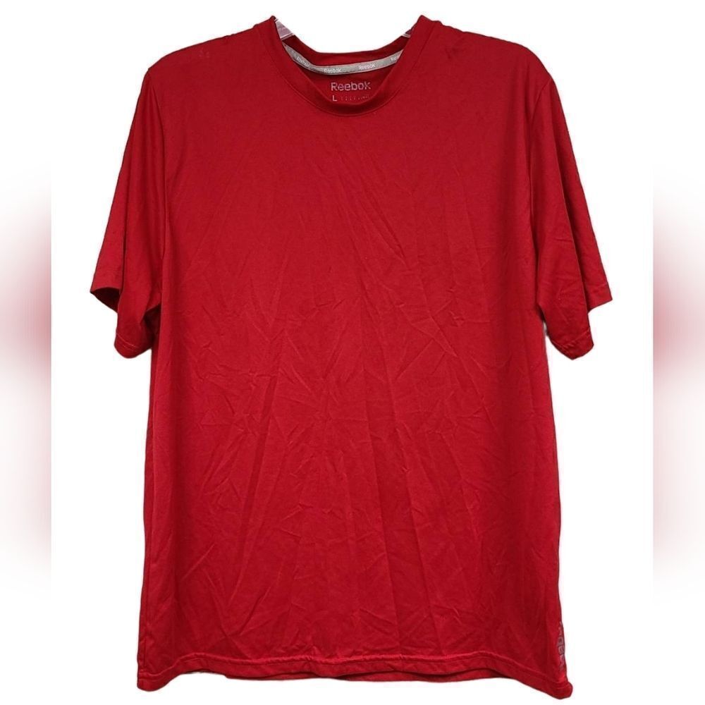 Reebok Men's Large Red Casual Tee Short Sleeve Crewneck T-Shirt Quick Dry Active